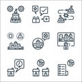 Lockdown line icons. linear set. quality vector line set such as rule, quarantine, stay at home, unlock, shutdown, threat, war, Royalty Free Stock Photo