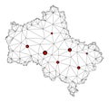 Lockdown Polygonal Carcass Mesh Vector Map of Moscow Region Royalty Free Stock Photo
