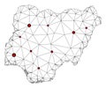 Lockdown Polygonal Carcass Mesh Vector Map of Nigeria