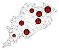 Lockdown Polygonal Carcass Mesh Vector Map of Odisha State