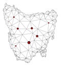 Lockdown Polygonal Carcass Mesh Vector Map of Tasmania Island Royalty Free Stock Photo