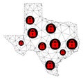 Lockdown Polygonal Carcass Mesh Vector Map of Texas State