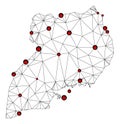 Lockdown Polygonal Carcass Mesh Vector Map of Uganda
