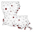 Lockdown Polygonal 2D Mesh Vector Map of Louisiana State