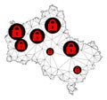 Lockdown Polygonal 2D Mesh Vector Map of Moscow Region Royalty Free Stock Photo