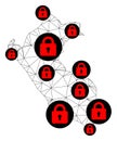 Lockdown Polygonal 2D Mesh Vector Map of Peru Royalty Free Stock Photo