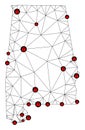 Lockdown Polygonal Network Mesh Vector Map of Alabama State