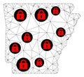 Lockdown Polygonal Network Mesh Vector Map of Arkansas State Royalty Free Stock Photo