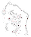Lockdown Polygonal Network Mesh Vector Map of Bora-Bora