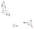 Lockdown Polygonal Network Mesh Vector Map of Comoros Islands Royalty Free Stock Photo