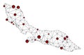 Lockdown Polygonal Network Mesh Vector Map of Curacao Island