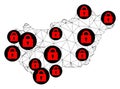 Lockdown Polygonal Network Mesh Vector Map of Hungary