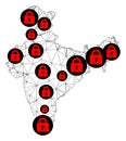 Lockdown Polygonal Network Mesh Vector Map of India