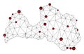 Lockdown Polygonal Network Mesh Vector Map of Latvia