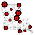 Lockdown Polygonal Network Mesh Vector Map of Louisiana State