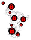 Lockdown Polygonal Network Mesh Vector Map of Mayotte Islands Royalty Free Stock Photo