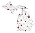 Lockdown Polygonal Network Mesh Vector Map of Michigan State Royalty Free Stock Photo