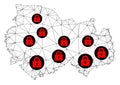 Lockdown Polygonal Network Mesh Vector Map of Novosibirsk Region Royalty Free Stock Photo