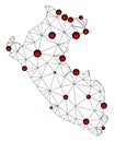Lockdown Polygonal Network Mesh Vector Map of Peru Royalty Free Stock Photo