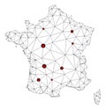 Lockdown Polygonal Wire Frame Mesh Vector Map of France