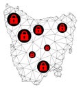 Lockdown Polygonal Wire Frame Mesh Vector Map of Tasmania Island Royalty Free Stock Photo