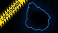 Lockdown Uruguay, outline map Coronavirus, Outbreak quarantine