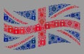 Lockdown Waving Great Britain Flag - Mosaic with Locks and Covid Viruses