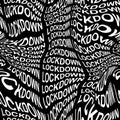 LOCKDOWN word warped, distorted, repeated, and arranged into seamless pattern background.