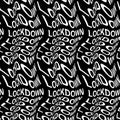LOCKDOWN word warped, distorted, repeated, and arranged into seamless pattern background.