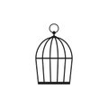 Locked bird cage icon. Trap, imprisonment, jail concept. Empty cage