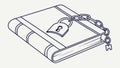 Locked Book Chained Secrets Knowledge, vector design Generative AI Royalty Free Stock Photo