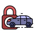 Locked car icon color outline vector Royalty Free Stock Photo