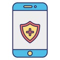 Locked cell phone, mobile security Vector Icon which can easily modify or edit Royalty Free Stock Photo