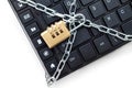 Locked chain on computer keyboard. Royalty Free Stock Photo