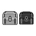 Locked chest line and glyph icon. Treasure chest vector illustration isolated on white. Closed trunk outline style