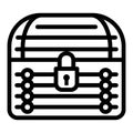 Locked chest line icon. Treasure chest vector illustration isolated on white. Closed trunk outline style design