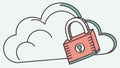 Locked cloud icon in red for security access warning vector design Generative AI Royalty Free Stock Photo