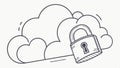 Locked cloud with padlock, enhanced cloud service security icon vector design Generative AI