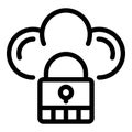 Locked data cloud icon, outline style