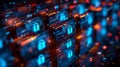 Locked data files display padlock symbols. AI Generated. Royalty Free Stock Photo