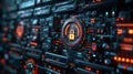 Locked data files display padlock symbols. Digital interface, secure, and encrypted data. AI Generated Royalty Free Stock Photo
