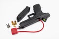 Locked disarmed and secured automatic gun on white background Royalty Free Stock Photo