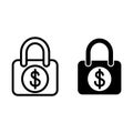 Locked dollar line and glyph icon. Lock with dollar sign vector illustration isolated on white. Padlock with dollar Royalty Free Stock Photo