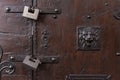 Locked door with padlock on the Vecchio bridge, Florence