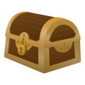 Locked dower chest icon, cartoon style