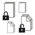 Locked file icon. Secure document vector. Folder protection graphic. Privacy access symbol.