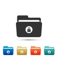 Locked folder icon isolated on white background. Set elements in colored icons. Flat design. Vector Royalty Free Stock Photo