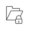 Locked folder, icon in line design. Locked, folder, security, protection, privacy, data, safe on white background vector