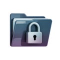 Locked folder icon with padlock for data protection and security concept
