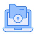 A locked folder in laptop, concept of data protection, security icon